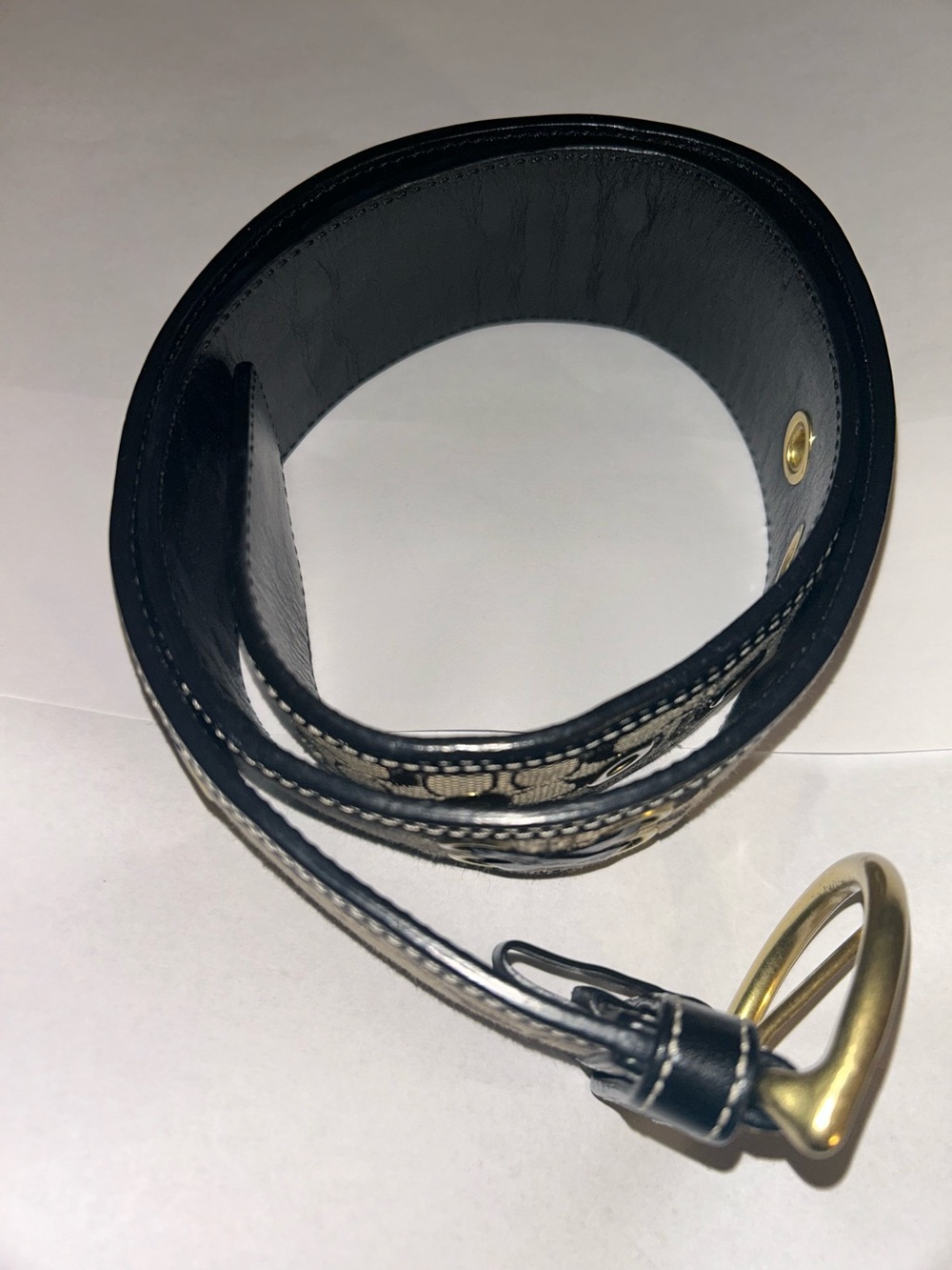 Vintage Y2K Coach Monogram Jacquard and Leather Small Chunky Belt - Picture 14 of 16